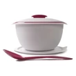 Kép 2/2 - Mediterrán tál 3,5 L fehér, pink kanállal Tupperware
