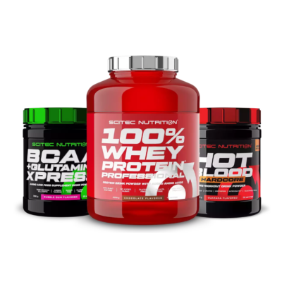 100% Whey Protein Professional 2350g + Hot Blood Hardcore 375g + BCAA+Glutamine Xpress 300g Scitec Nutrition
