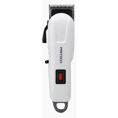 PRITECH akkumulátoros hajvágó szett 4 fésűvel és LCD kijelzővel, fehér