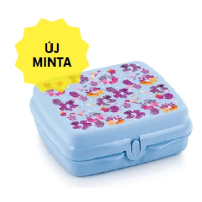 Szendvicses világos kék virágos 1 db Tupperware