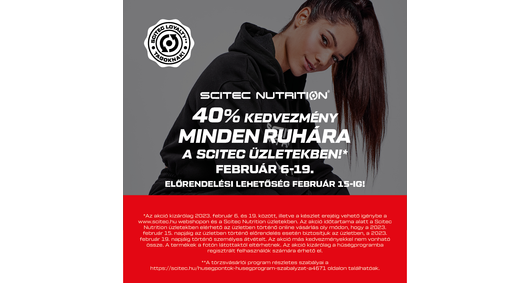 Scitec 40% kedvezmény ruhákra!