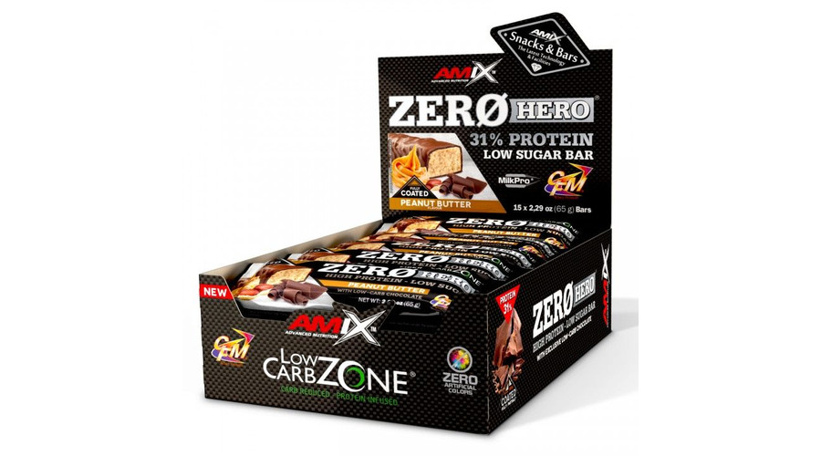 Low-Carb ZeroHero Protein Bar 15x65g Double Chocolate AMIX Nutrition