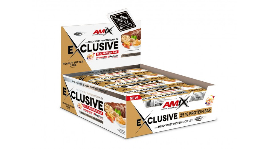 Exclusive Protein Bar Box 12x85g peanut-butter-cake AMIX Nutrition