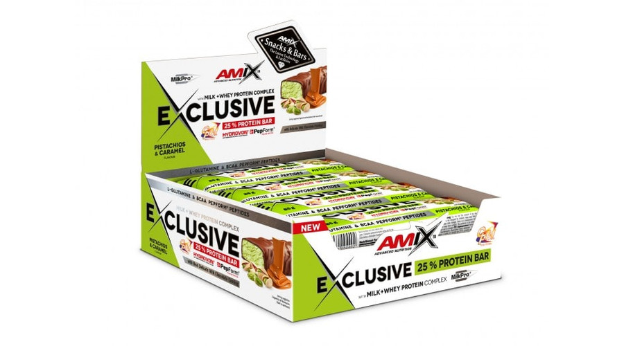 Exclusive Protein Bar Box 12x85g pistachios-caramel AMIX Nutrition