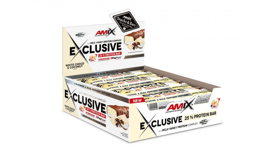 Exclusive Protein Bar Box 12x85g white-chocolate AMIX Nutrition Exclusive Protein Bar Box 12x85g white-chocolate AMIX Nutrition