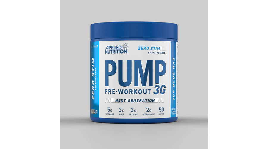 PUMP 3G ZERO (koffeinmentes) 375g icy blue raz Applied Nutrition