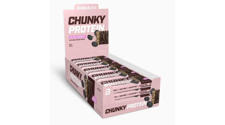 Chunky Protein fehérjeszelet 20x50g Black Biscuit BioTechUSA