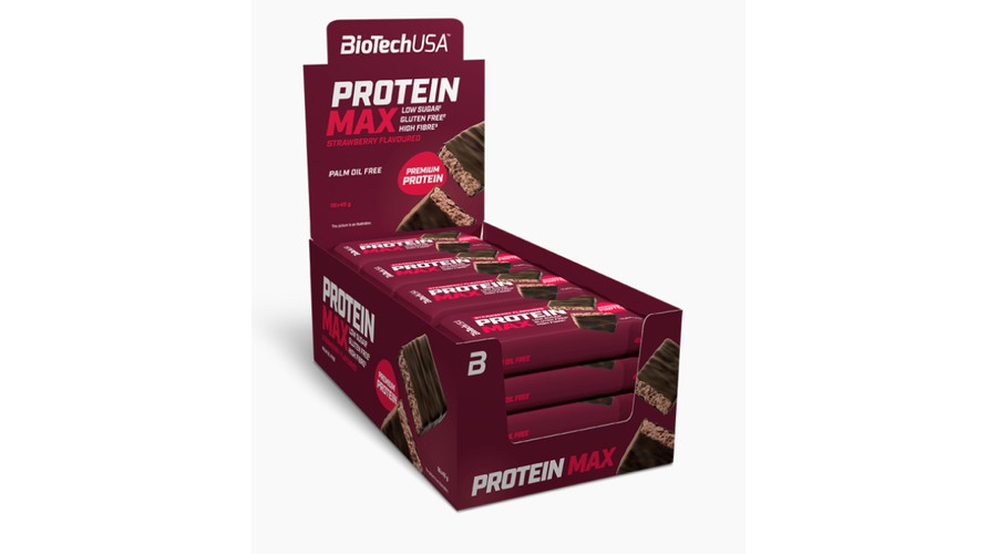 Protein Max fehérjeszelet 16x45g eper BioTechUSA
