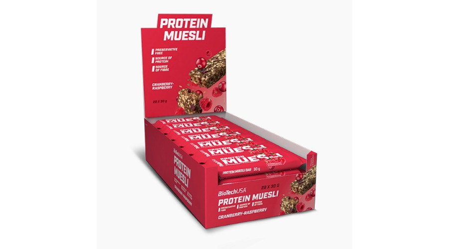 Protein Muesli 28x30g áfonya-málna BioTechUSA